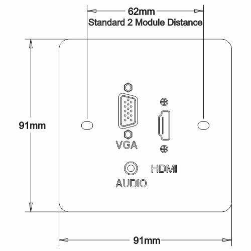 AV Wall Face Plate FP03 - Dimention Drawing