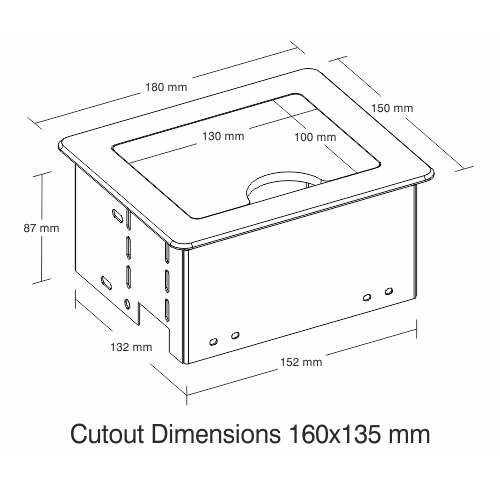 Table Top Box - Manual Type TM106 Dimension Drawing