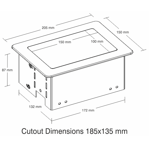 Table Top Box - Manual Type TM222 Dimension Drawing