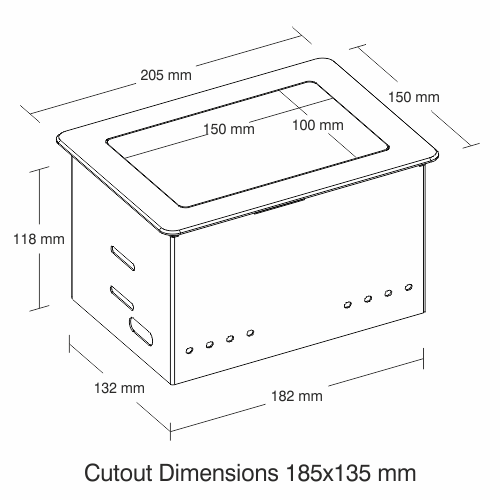 Table Top Box - Pop Up TP222 Dimension Drawing