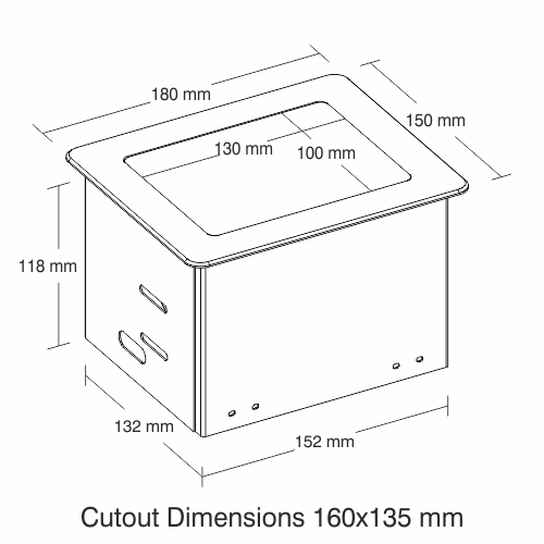 Table Top Box - Pop Up TP111 Dimension Drawing