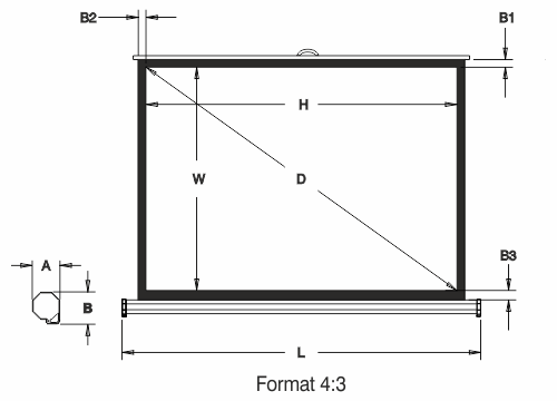 Projection Screen - Tripod Stand - Dimentions Drawing